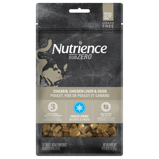 Nutrience SubZero Sans grains à protéines multiples, Poulet, foie de poulet et foie de canard, 30 g (1 oz)