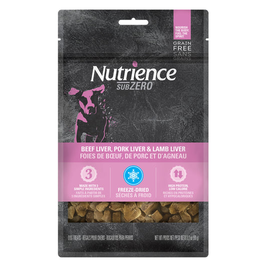 Nutrience SubZero Sans grains à protéines multiples, Foie de bœuf, foie de porc et foie d'agneau, 90 g (3 oz
