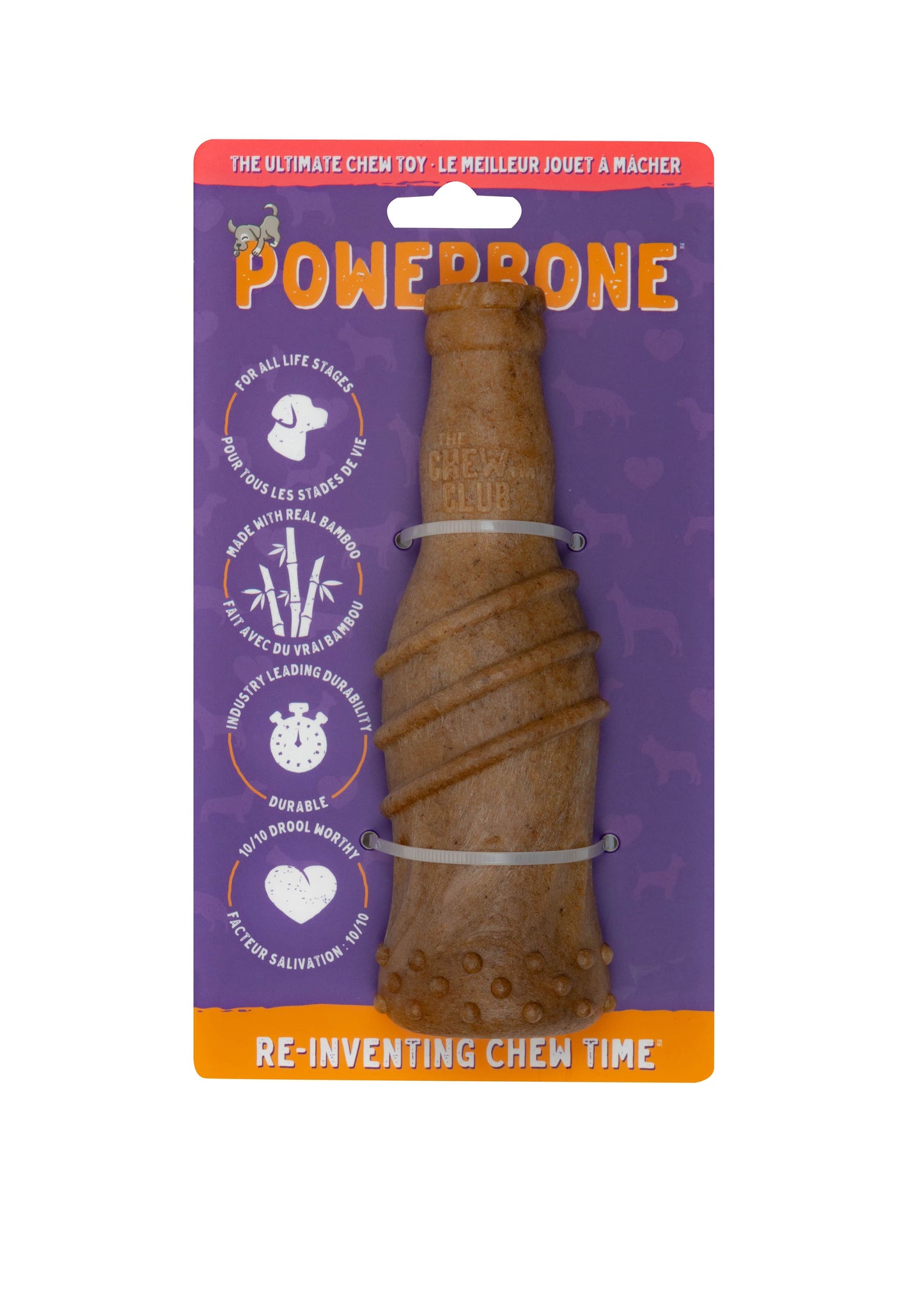 Powerbone Jouet à Mâcher Pour Chien, Nylon & Bambou - Bouteille 6.5"