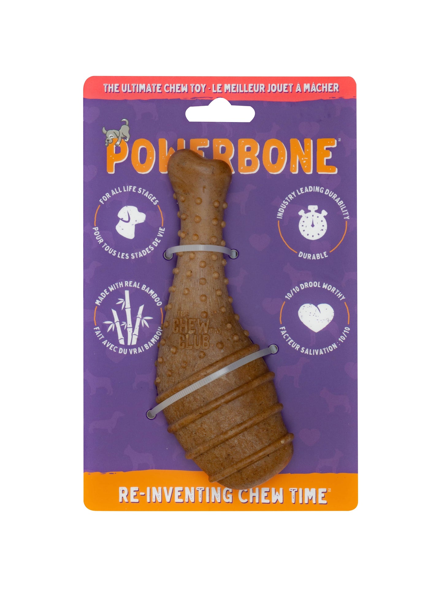 Powerbone Jouet à Mâcher Pour Chien, Nylon & Bambou - Cuisse De Poulet 5.8"