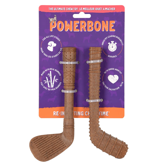 Powerbone Jouet à Mâcher Pour Chien, Nylon & Bambou - Duo Mini Bâtons De Golf Et De Hockey 7"