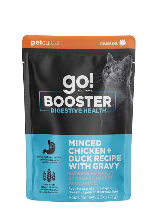 Petcurean Go! Booster Pour Chat, Digestion Poulet Et Canard Hachés Avec Sauce 2.5oz