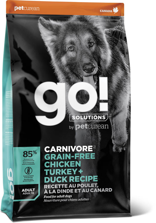 Petcurean Go! Carnivore Sans Grains Pour Chien Poulet, Dinde + Canard 12 Lbs