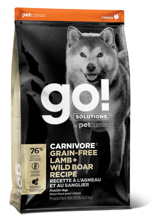 Petcurean Go! Carnivore Sans Grains Pour Chien Agneau + Sanglier 3.5 Lbs