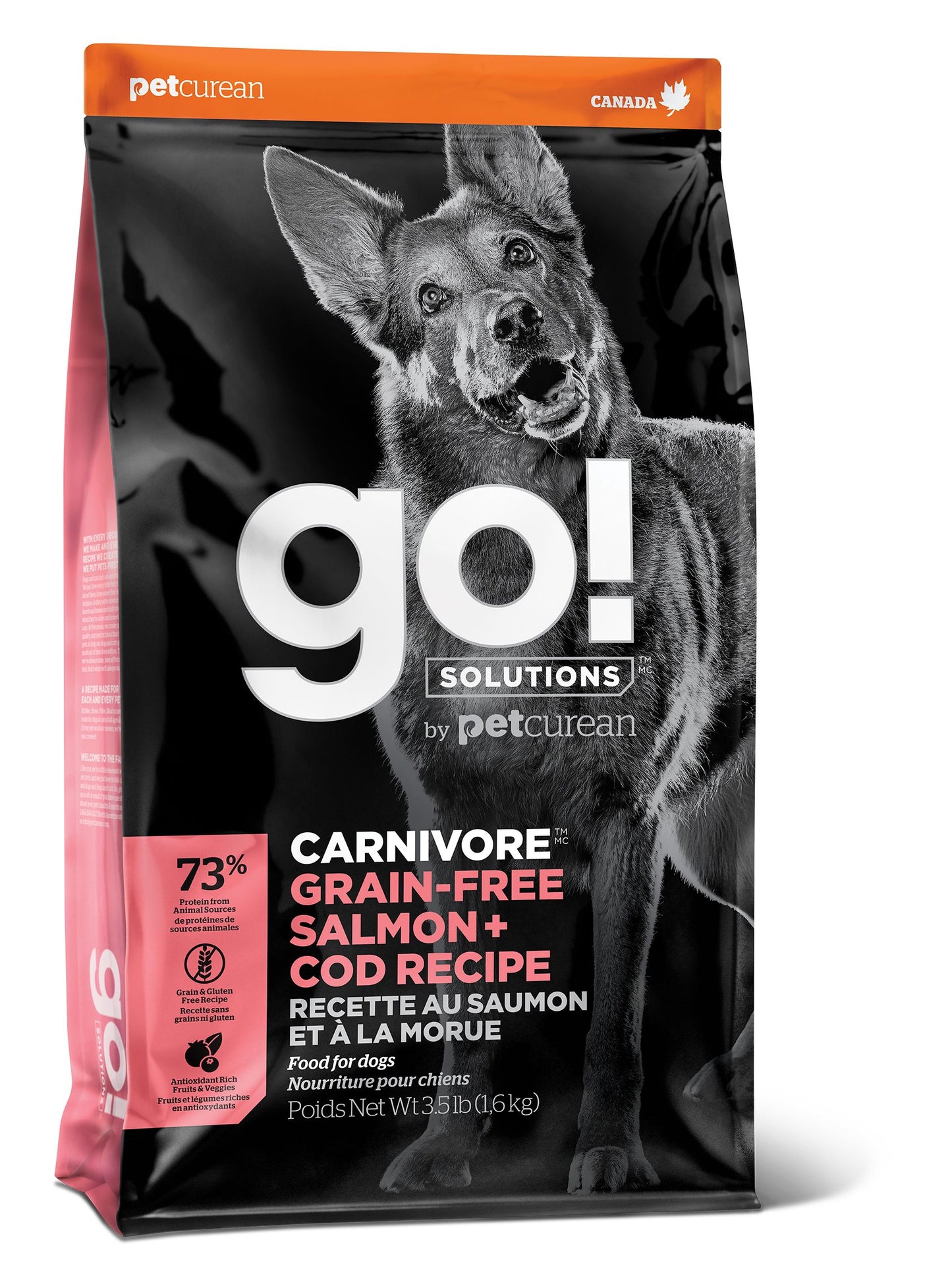 Petcurean Go! Carnivore Sans Grains Pour Chien Saumon + Morue 3.5 Lbs