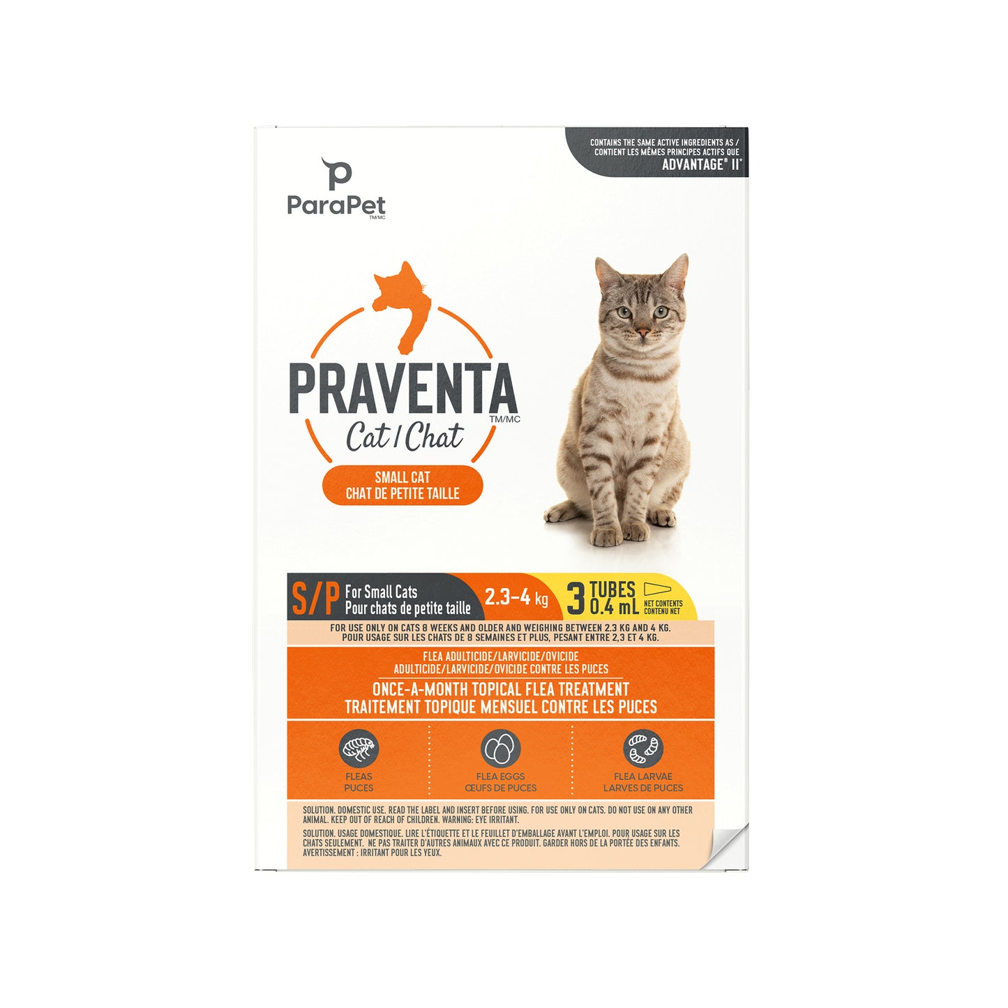 Praventa Traitement Parapet , chats de petite taille, 3 tubes