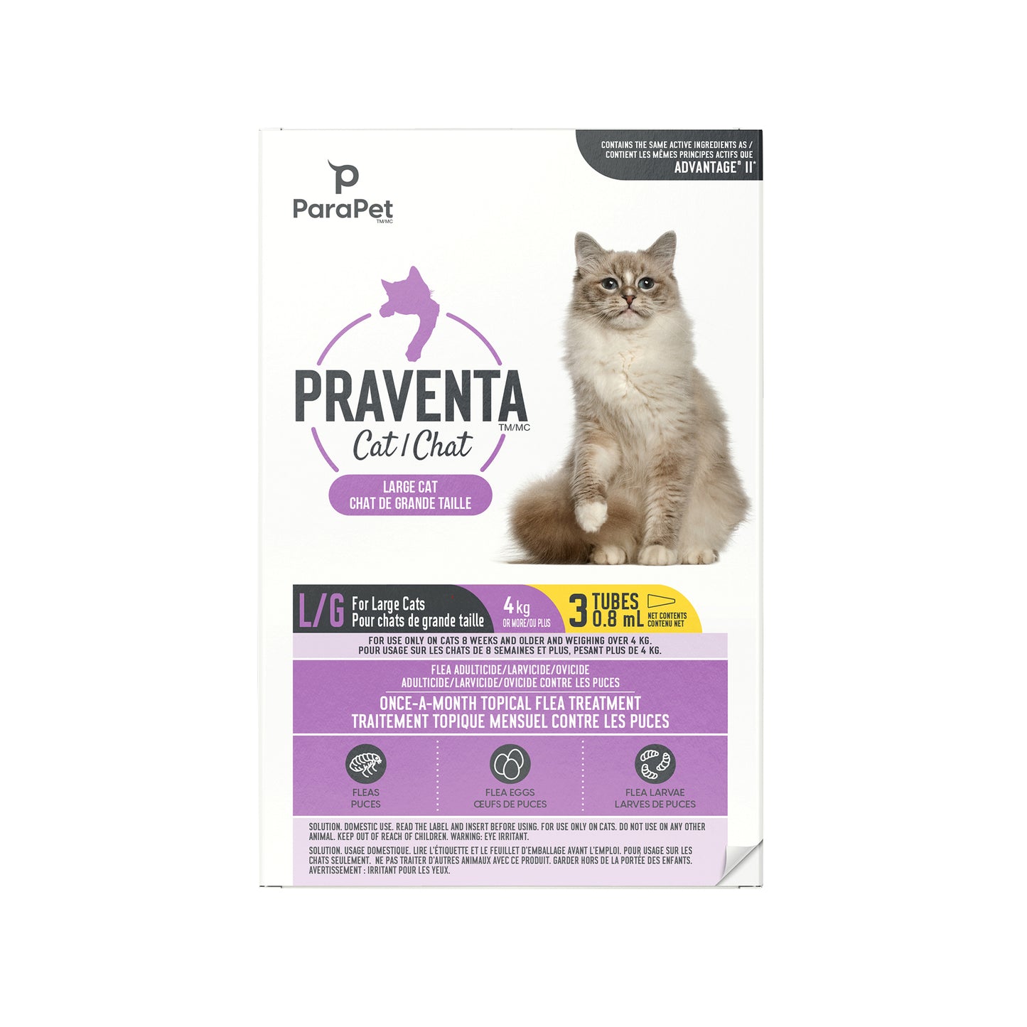 Praventa Traitement Parapet, chats de grande taille, 3 tubes