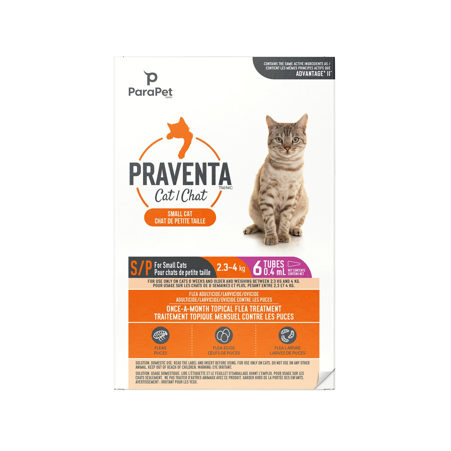 Praventa Traitement Parapet, chats de petite taille, 6 tubes