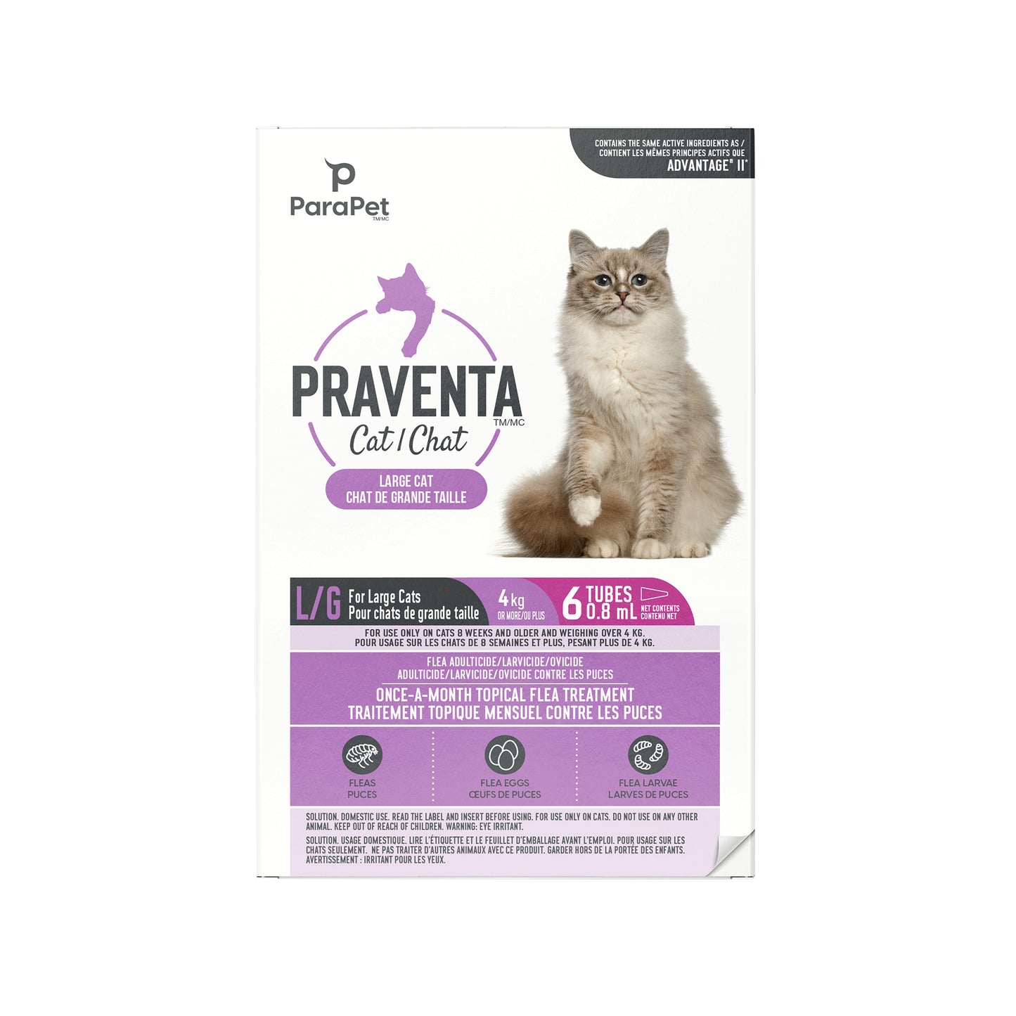 Praventa Traitement Parapet , chats de grande taille, 6 tubes