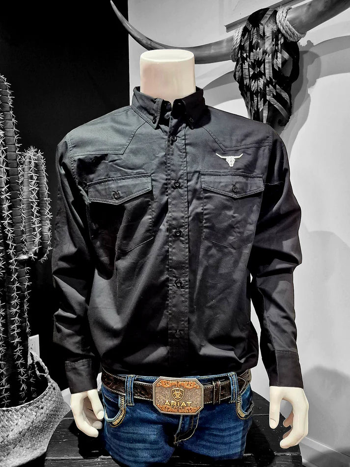 Shack Story Chemise à manches longues Rider pour homme, Noir