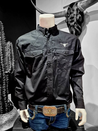 Shack Story Chemise à manches longues Rider pour homme, Noir