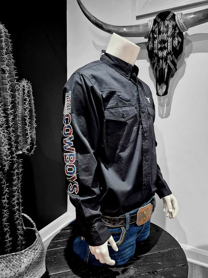 Shack Story Chemise à manches longues Rider pour homme, Noir