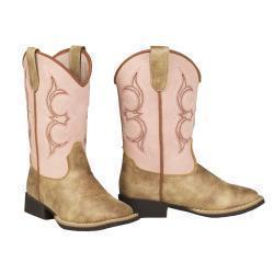 Bottes western pour fille Twister – Rose pâle et brun délavé