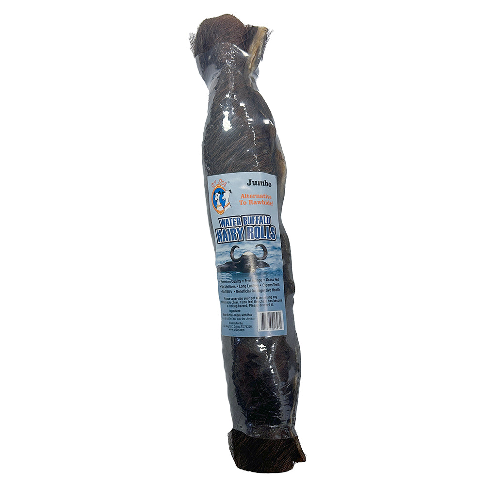QT Dog Rouleau de Joue de Buffle d'Eau avec Poils - Jumbo