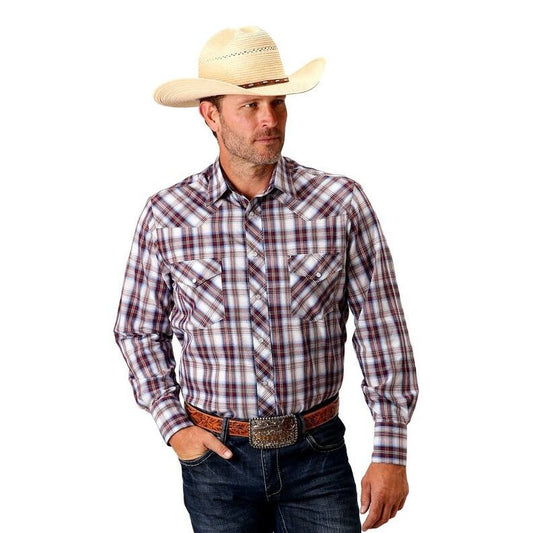 Roper Chemise western homme à manches longues – couleur vin teint