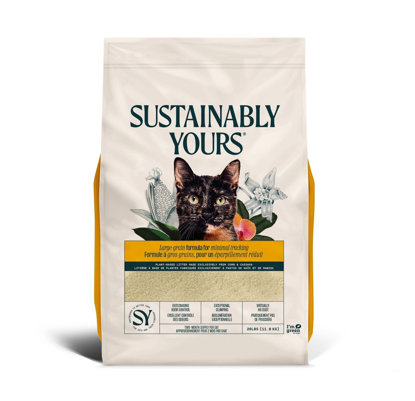 Sustainably Yours Litière "large-grain" Formule à Gros Grains 26 Lb