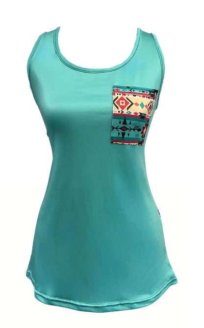 Horse Vibes  Camisole West à dos aztèque turquoise ou bourgogne