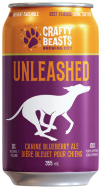 Crafty Beasts Unleased Blueberry Ale “bière” pour chien Canadienne 355ml