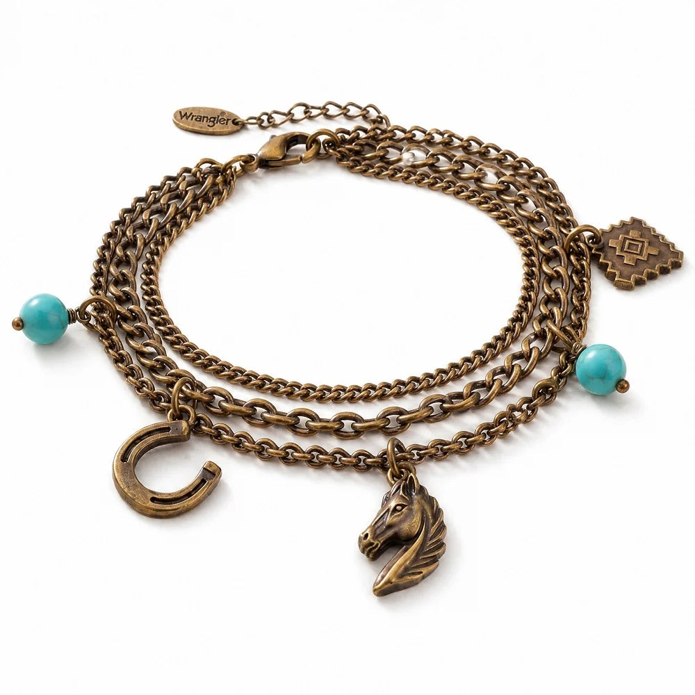 Wrangler Bracelet à breloques western multi-chaînes