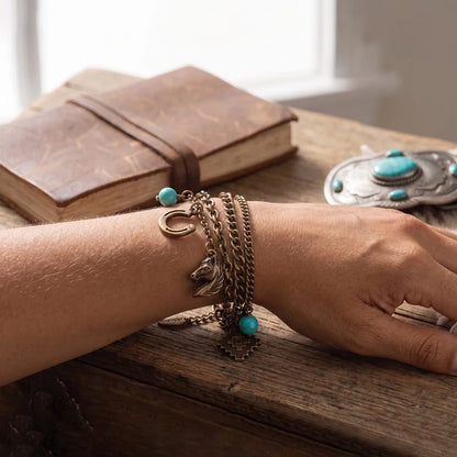 Wrangler Bracelet à breloques western multi-chaînes
