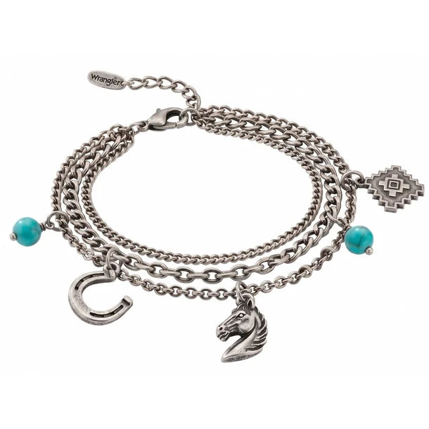 Wrangler Bracelet à breloques western multi-chaînes