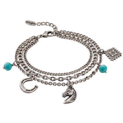 Wrangler Bracelet à breloques western multi-chaînes
