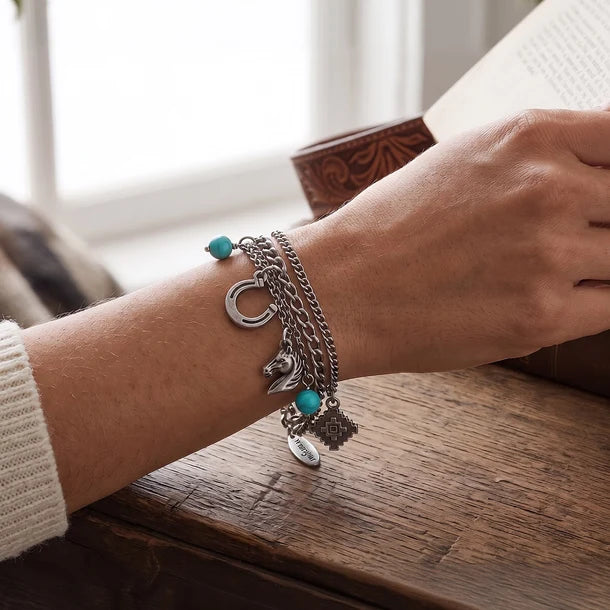Wrangler Bracelet à breloques western multi-chaînes