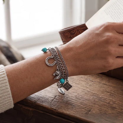 Wrangler Bracelet à breloques western multi-chaînes