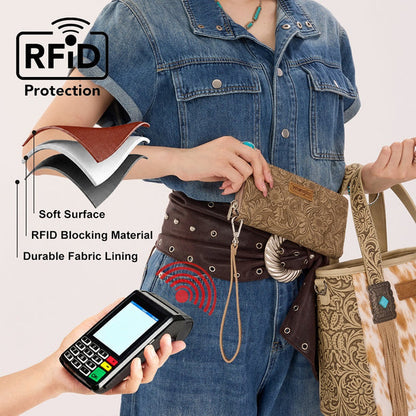Wrangler Porte-feuille fleuri à outils RFID - Kaki