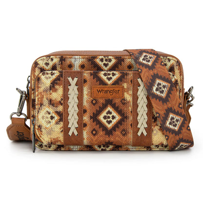 Wrangler Southwestern porte-bandoulière avec compartiment portefeuille - marron clair