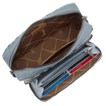 Wrangler Southwestern porte-bandoulière avec compartiment portefeuille - Marine