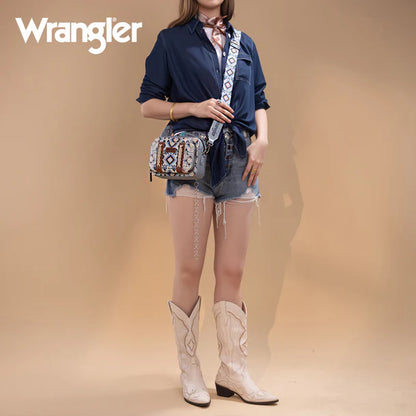 Wrangler Southwestern porte-bandoulière avec compartiment portefeuille - Marine