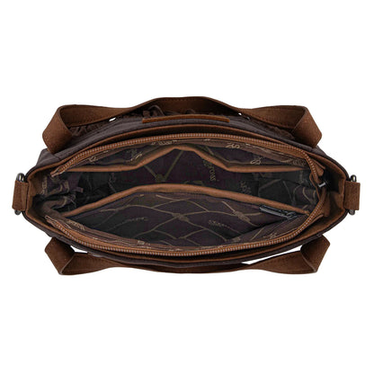Sac cabas/bandoulière Wrangler à franges et en forme de « W » -Café