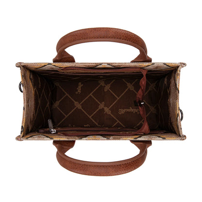 Sac cabas/bandoulière Wrangler à motif aztèque imprimé recto-verso - Beige
