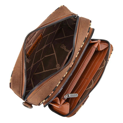 Wrangler Southwestern , porte-bandoulière compartiment portefeuille - marron