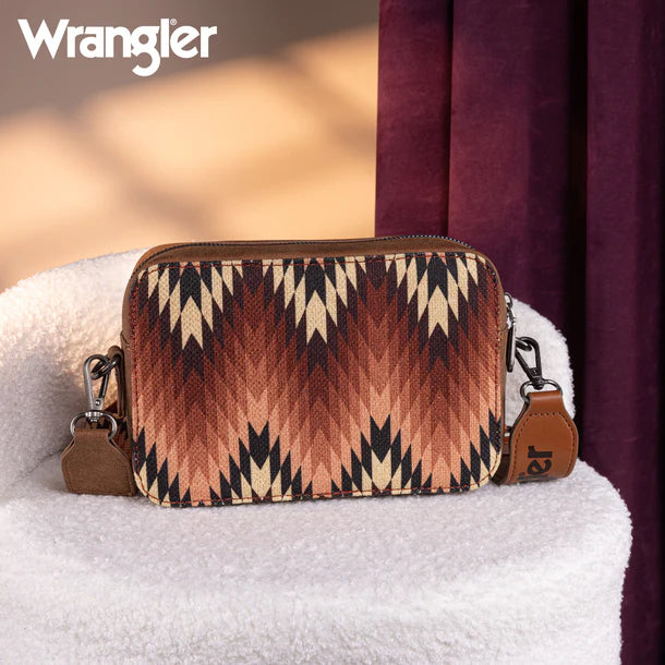 Wrangler Southwestern , porte-bandoulière compartiment portefeuille - marron