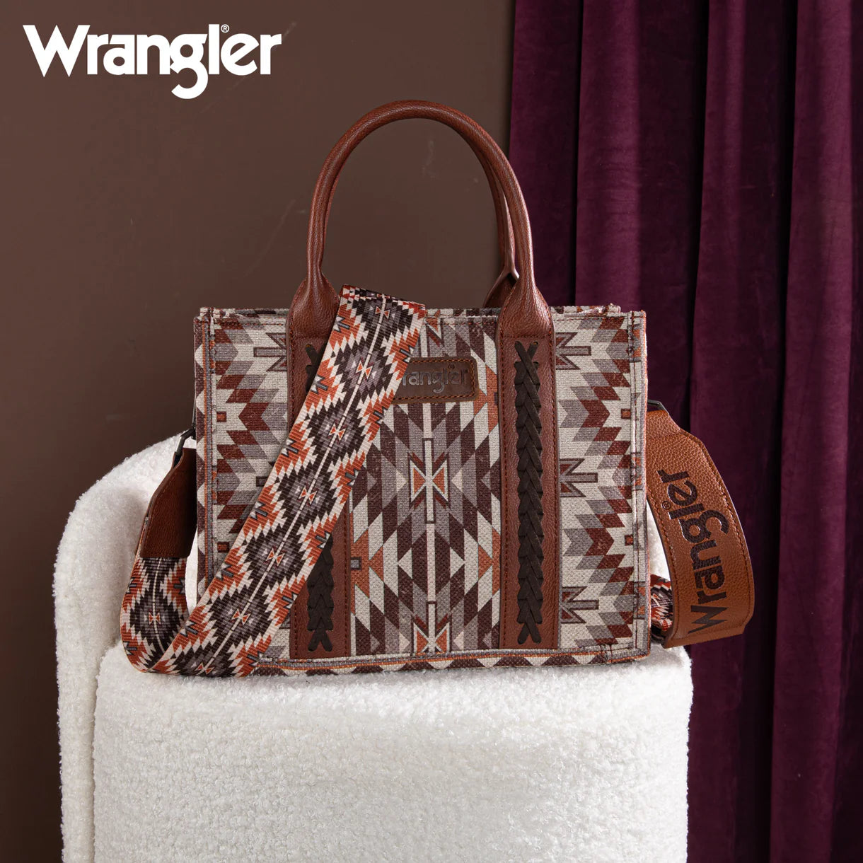 Sac cabas/bandoulière Wrangler à motif sud-ouest - MARRON