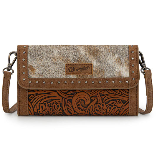 Portefeuille/pochette/sac bandoulière Wrangler en cuir de vachette véritable