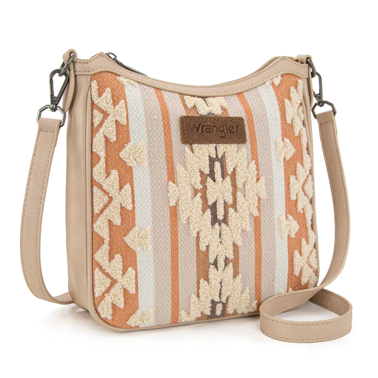 Sac bandoulière Wrangler Sherpa en toile aztèque- Beige