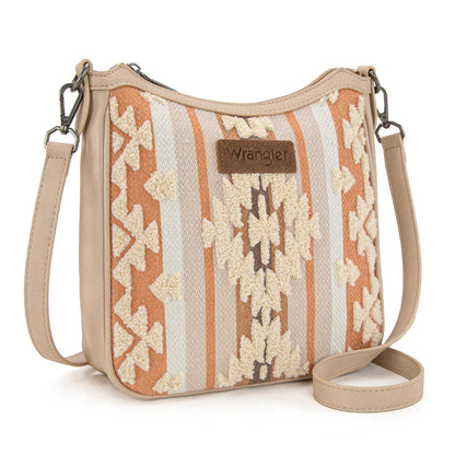 Sac bandoulière Wrangler Sherpa en toile aztèque- Beige