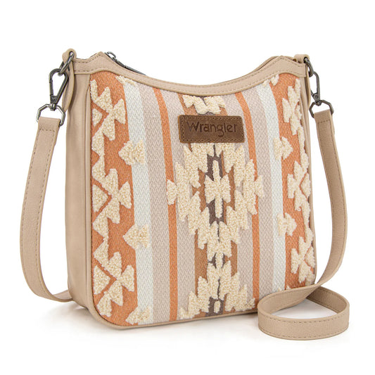 Sac bandoulière Wrangler Sherpa en toile aztèque- Beige