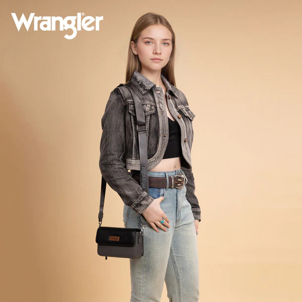 Wrangler Double Tone Small Crossbody Wallet - Gris