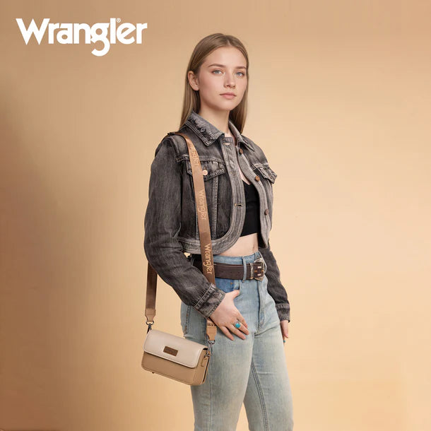 Wrangler Double Tone Small Crossbody Wallet - Kaki