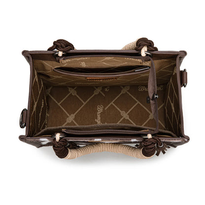 Sac cabas/bandoulière Wrangler à motif vache - Café