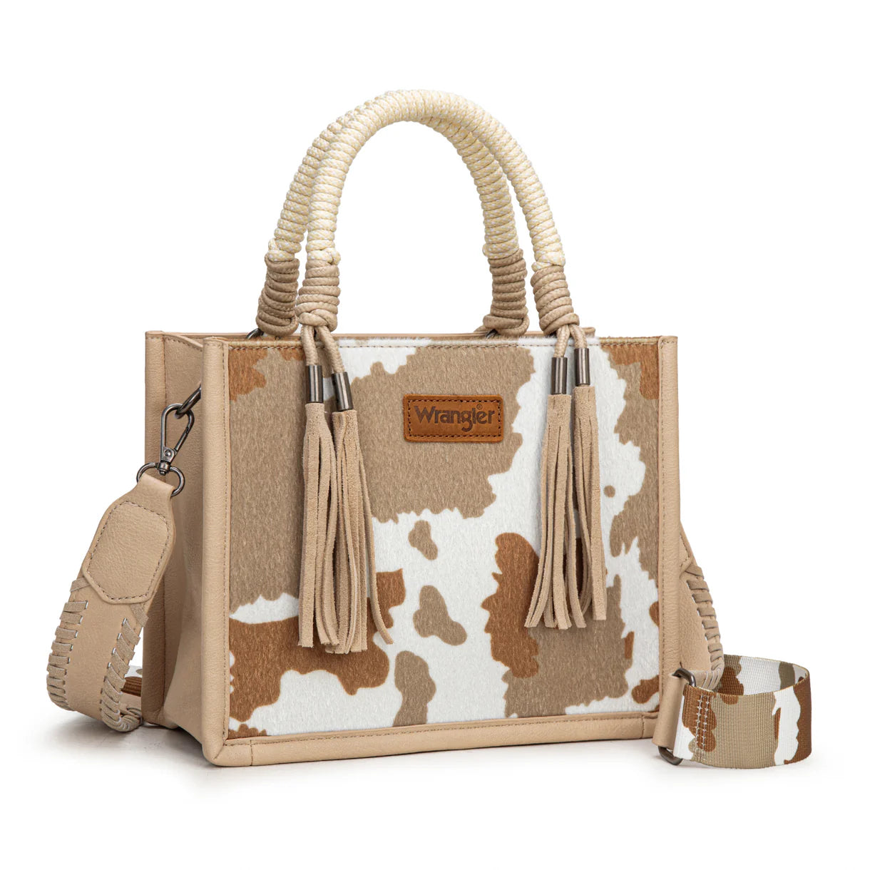 Sac cabas/bandoulière Wrangler à motif vache- Beige