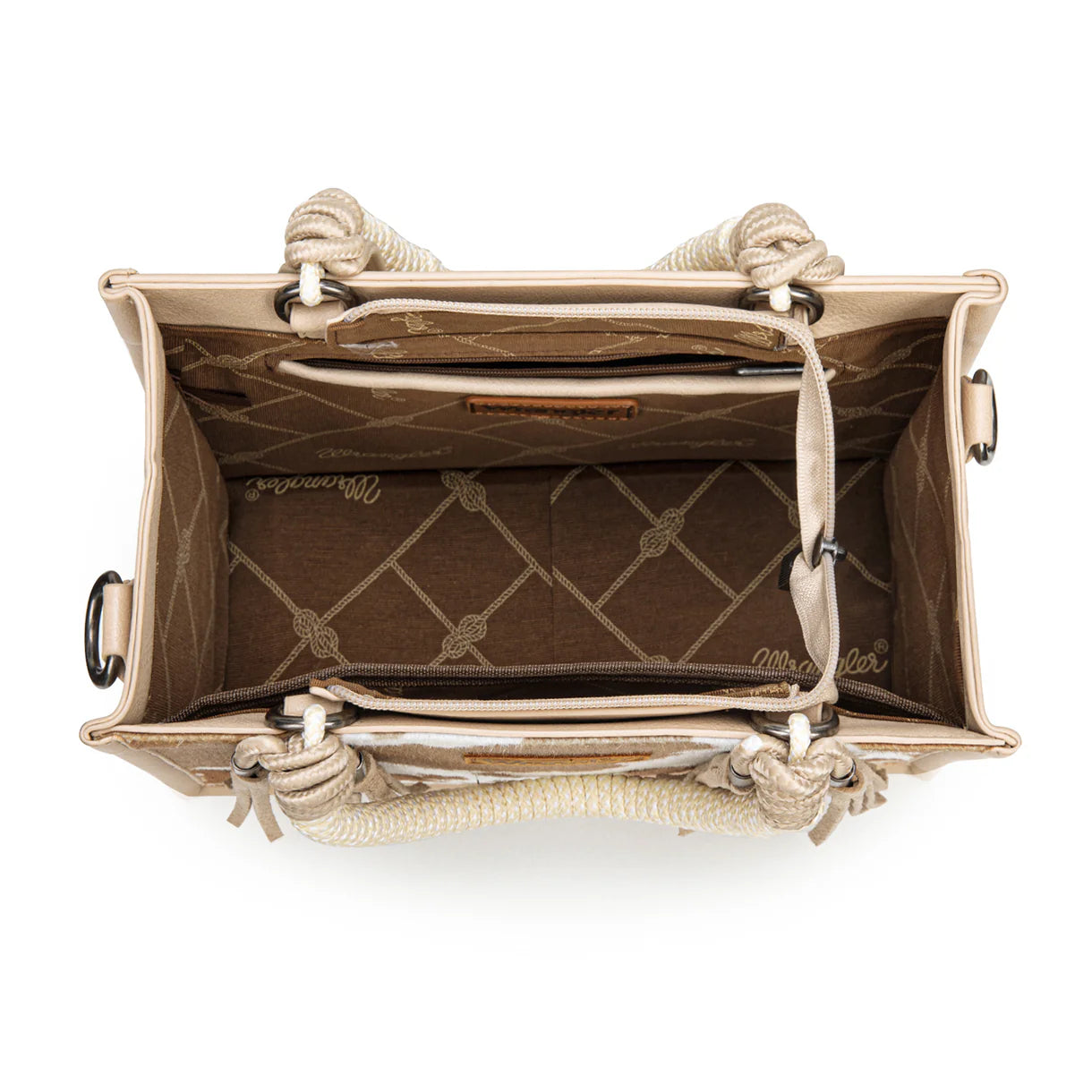 Sac cabas/bandoulière Wrangler à motif vache- Beige
