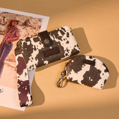 Wrangler Portefeuille à motif vache & pochette à pièces de monnaie