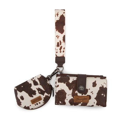 Wrangler Portefeuille à motif vache & pochette à pièces de monnaie