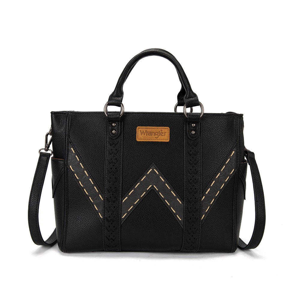 Sac fourre-tout Wrangler Western Stitch & Chevron embossé - Noir