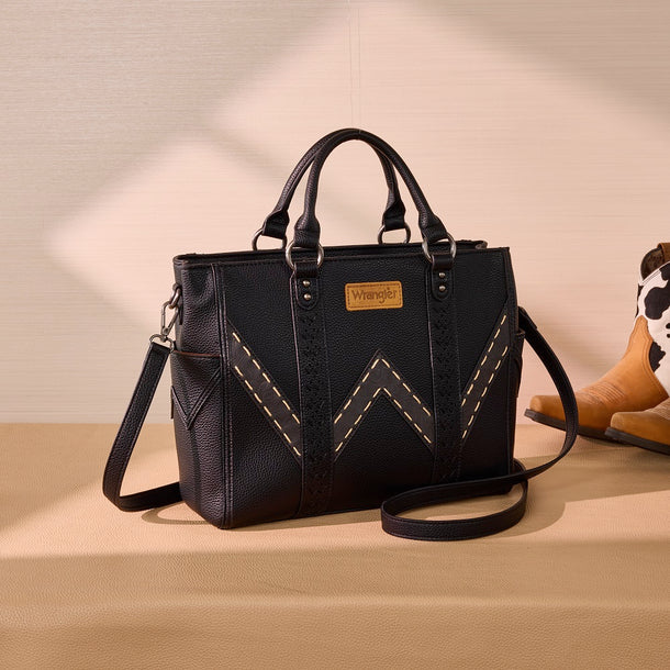 Sac fourre-tout Wrangler Western Stitch & Chevron embossé - Noir